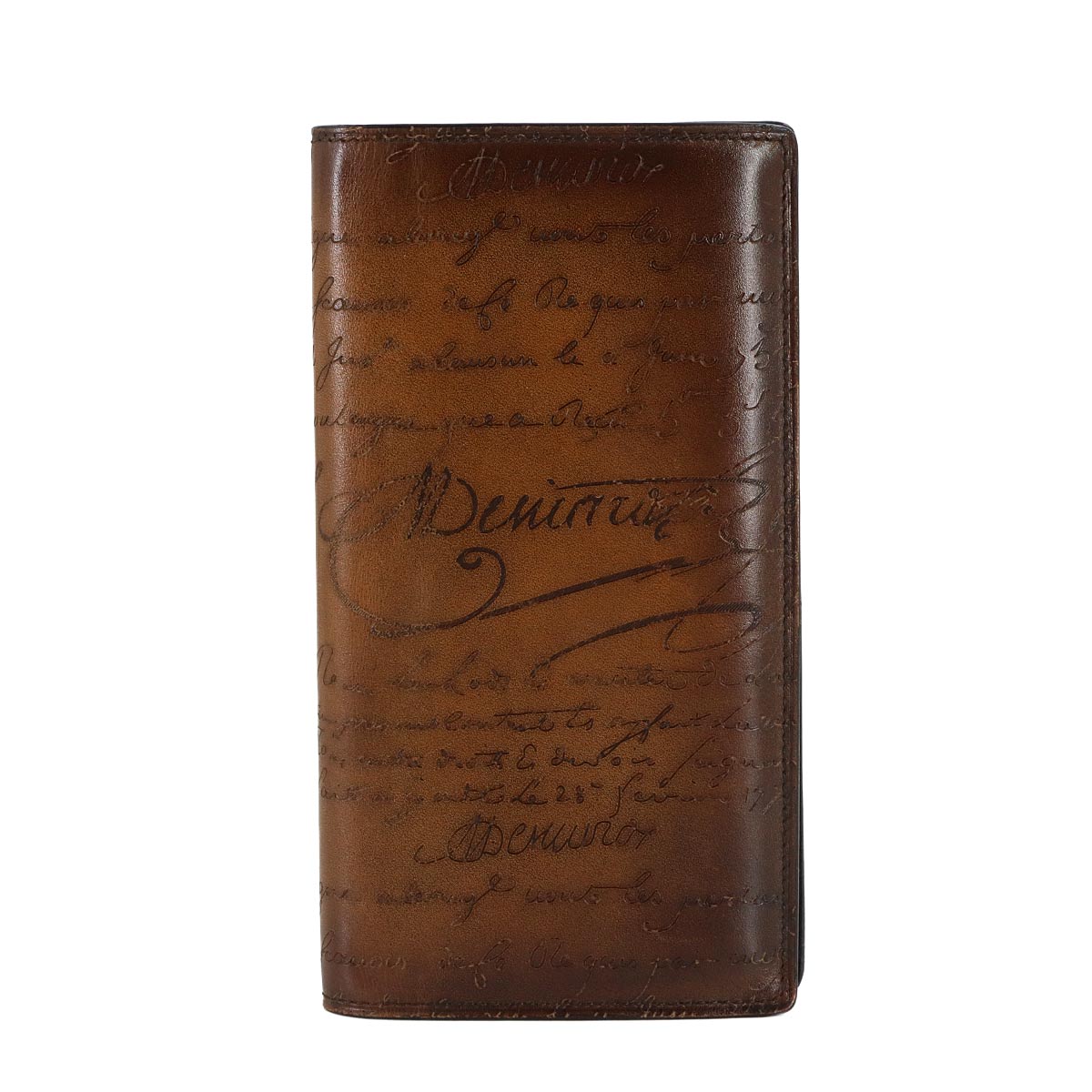 Calligraphy Long Wallet Venetian Leather Brown