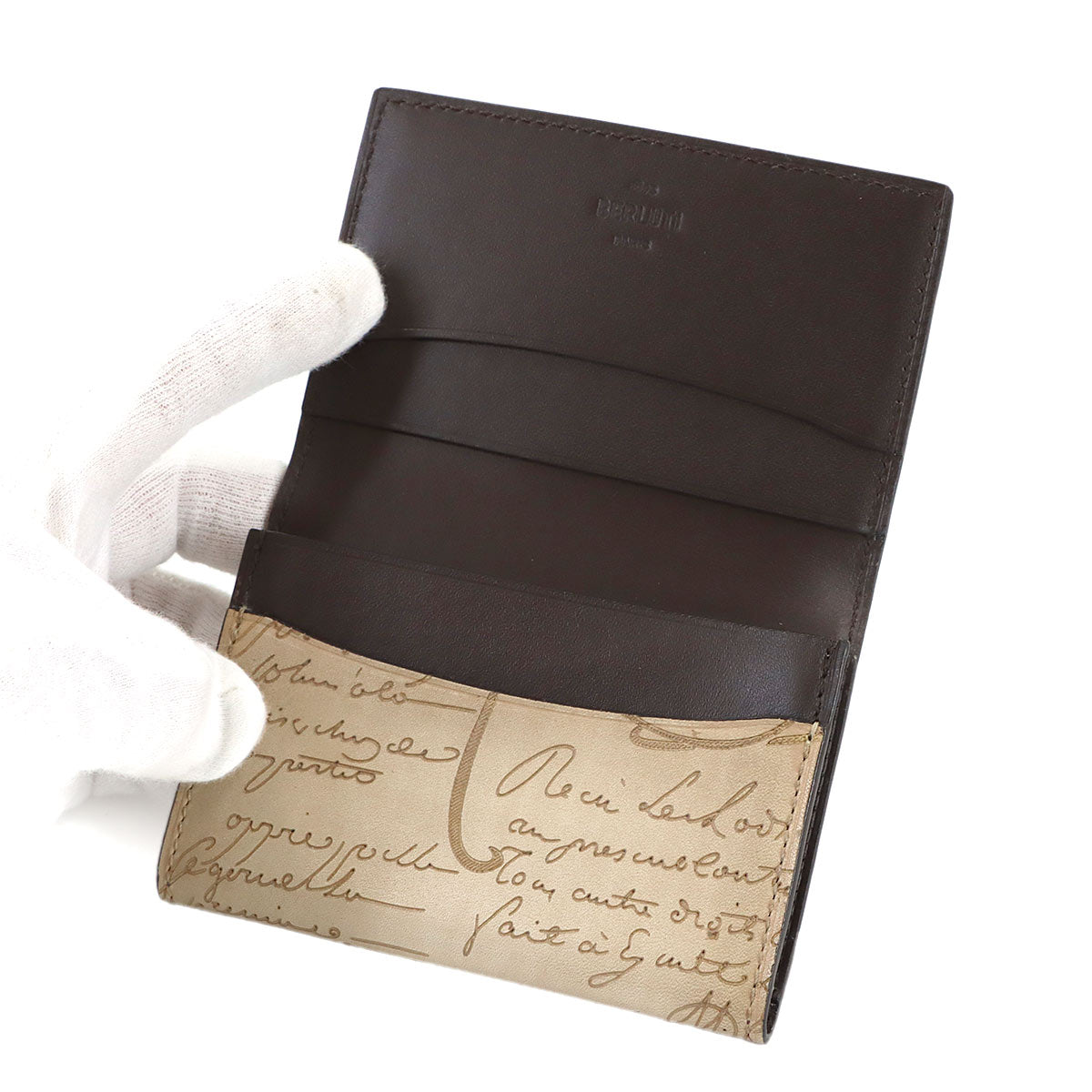 Calligraphy IMBUIA Card Case Holders Venezia Leather Beige