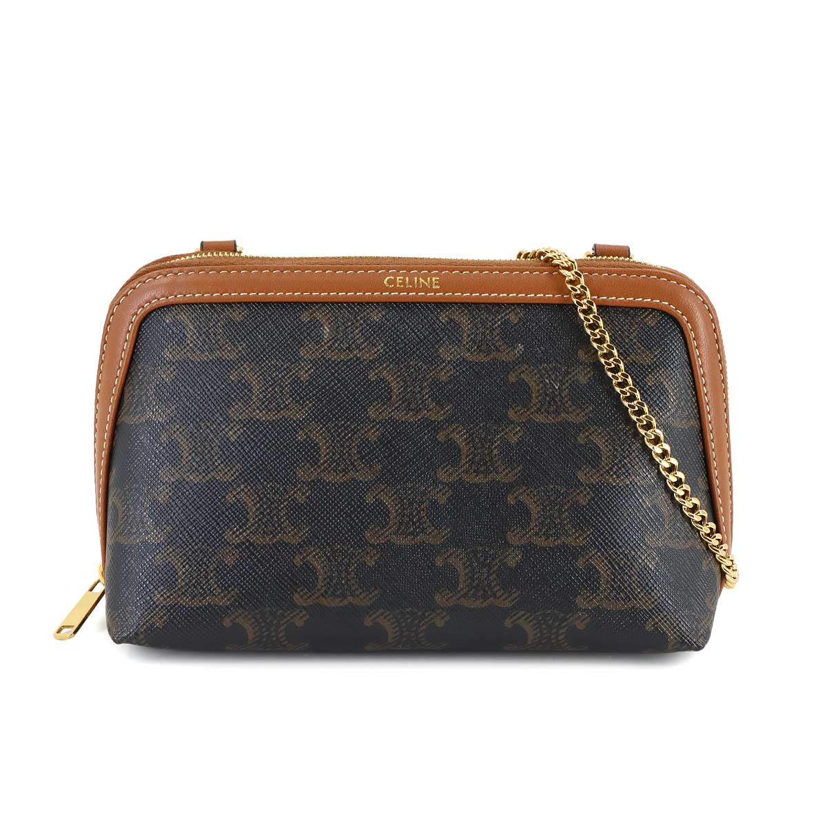 Triomphe Chain Shoulder Bag PVC Leather 10E382CBX