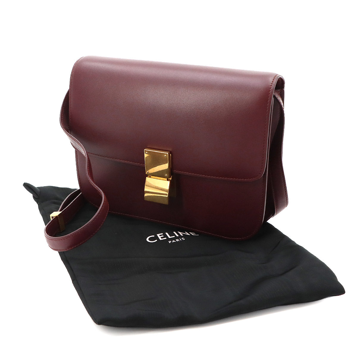 Classic Box Medium Shoulder Bag Leather Bordeaux 189173 Purse