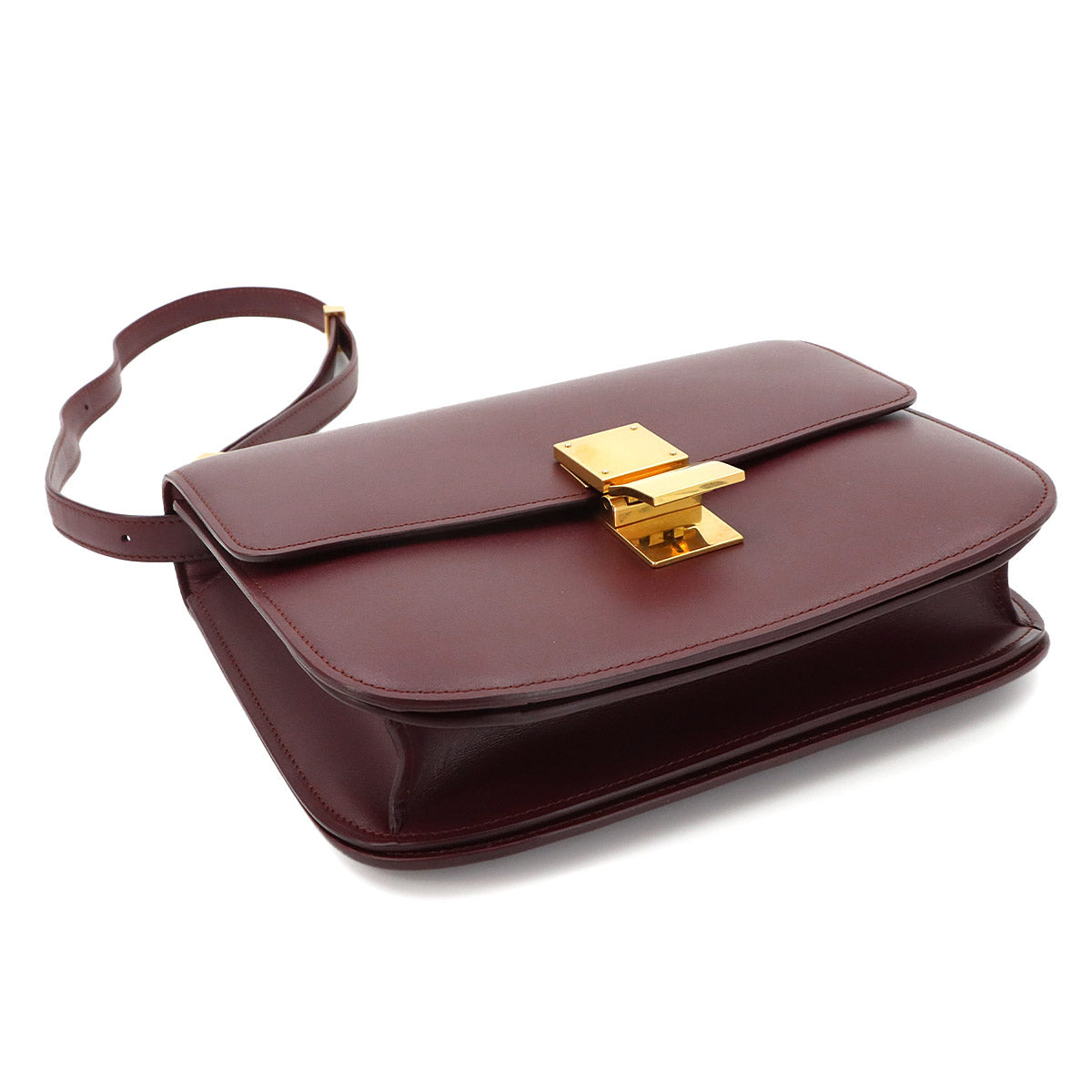 Classic Box Medium Shoulder Bag Leather Bordeaux 189173 Purse