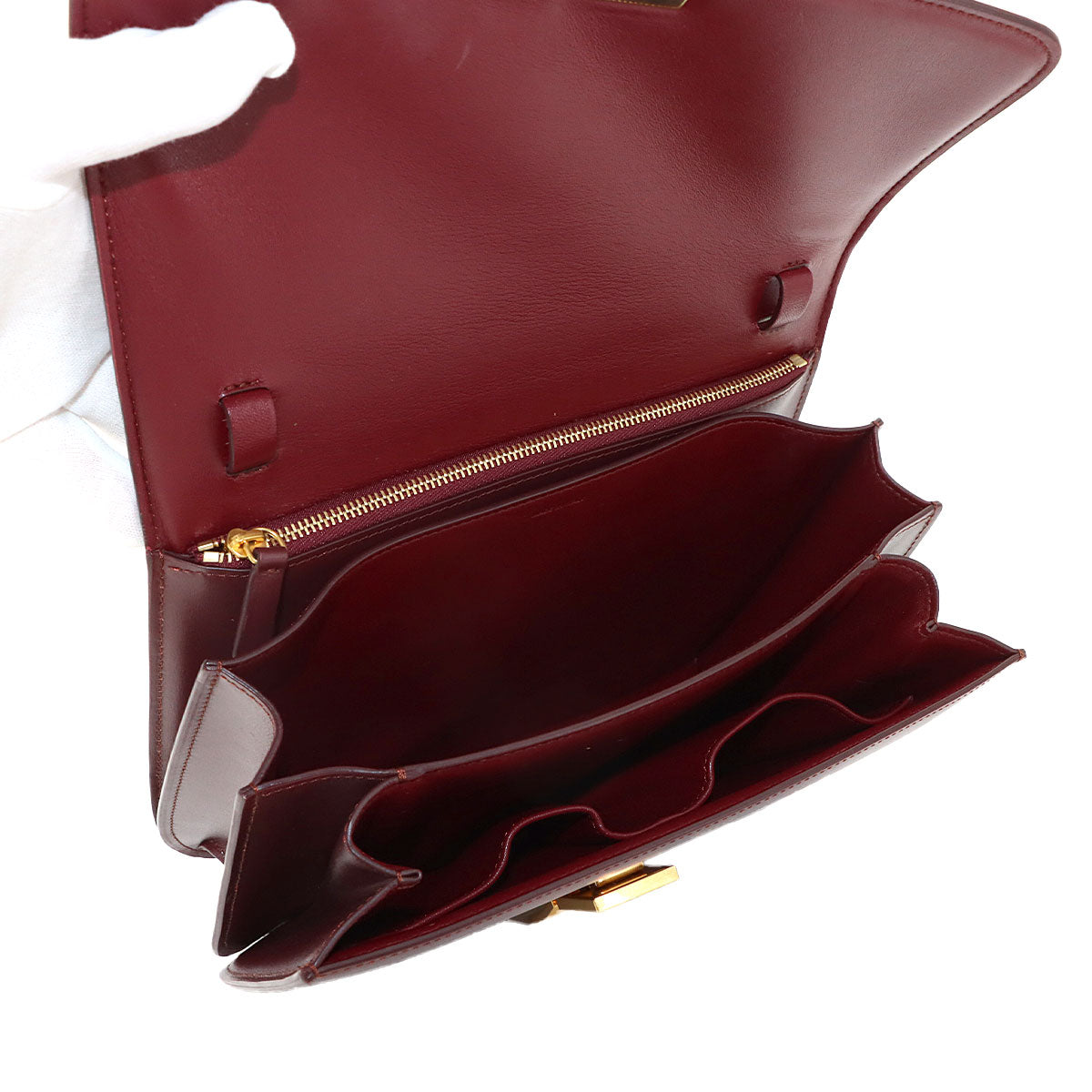 Classic Box Medium Shoulder Bag Leather Bordeaux 189173 Purse