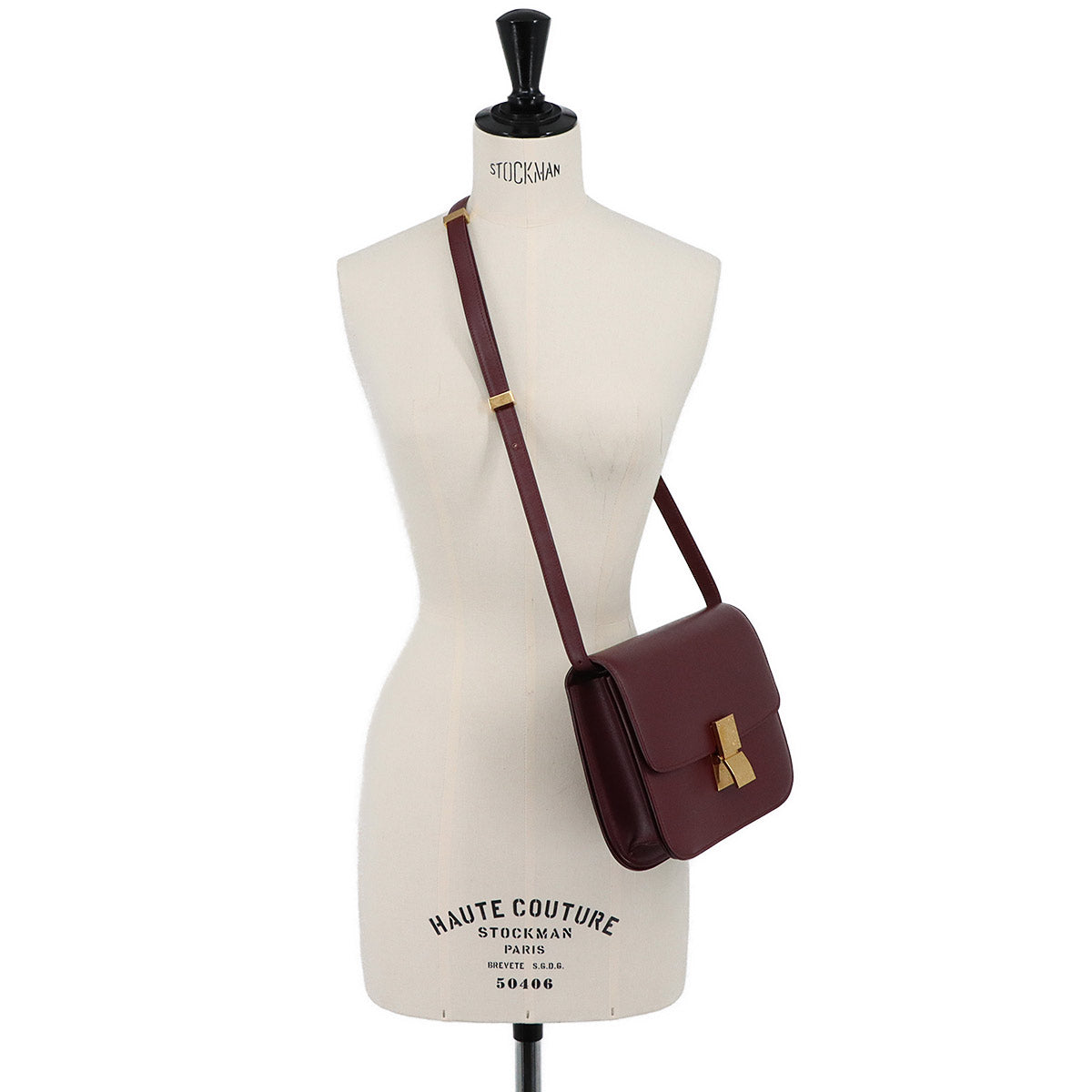 Classic Box Medium Shoulder Bag Leather Bordeaux 189173 Purse