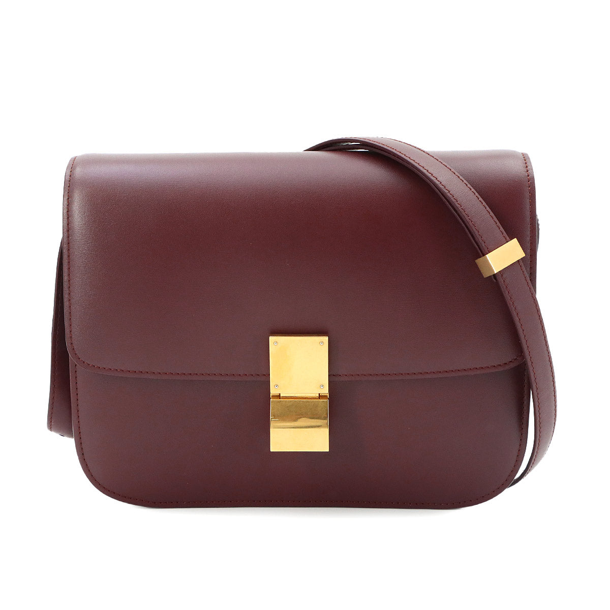 Classic Box Medium Shoulder Bag Leather Bordeaux 189173 Purse