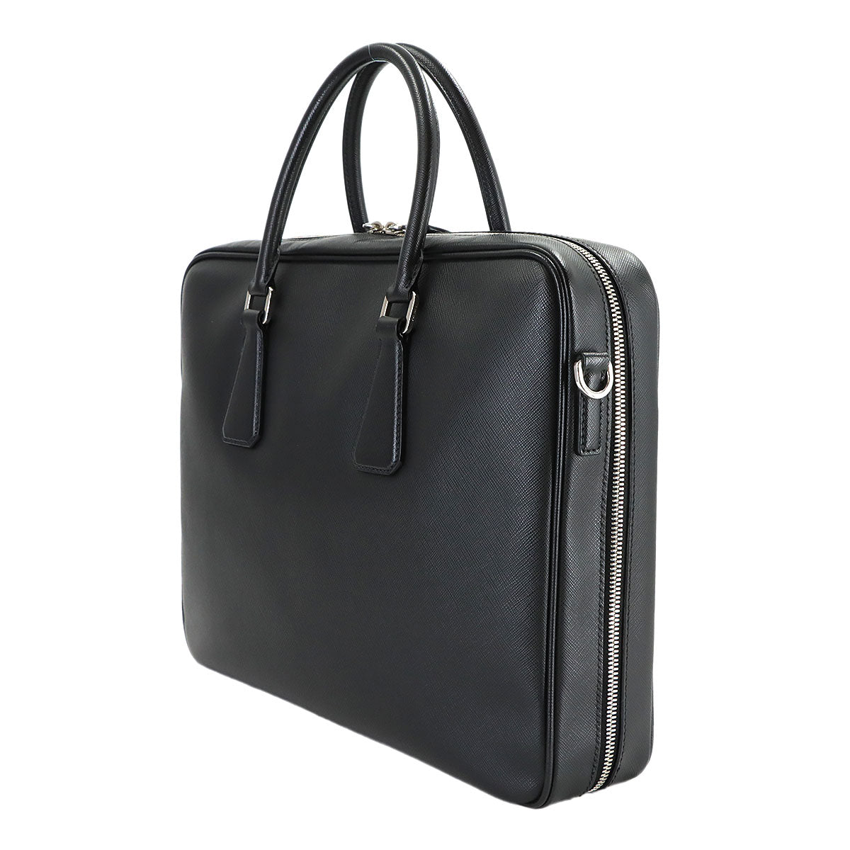 Briefcase Shoulder Bag Saffiano Leather Black 2VE011