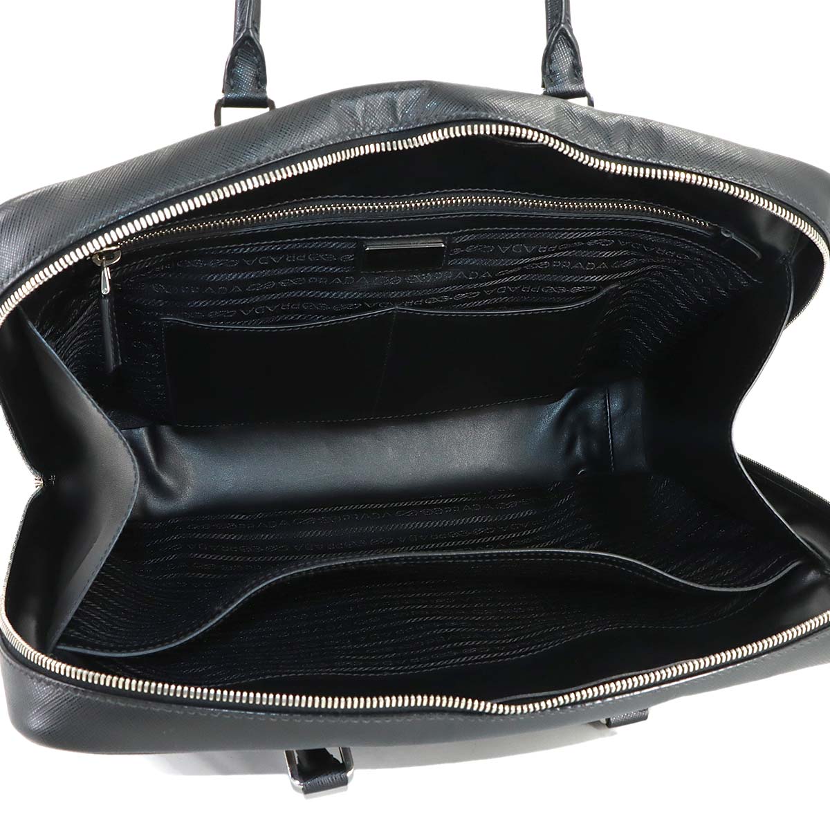 Briefcase Shoulder Bag Saffiano Leather Black 2VE011