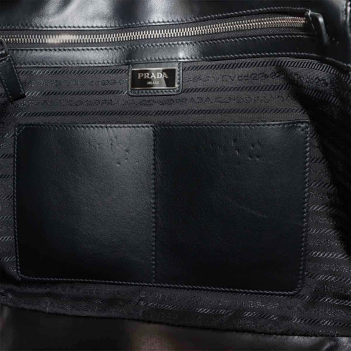 Briefcase Shoulder Bag Saffiano Leather Black 2VE011