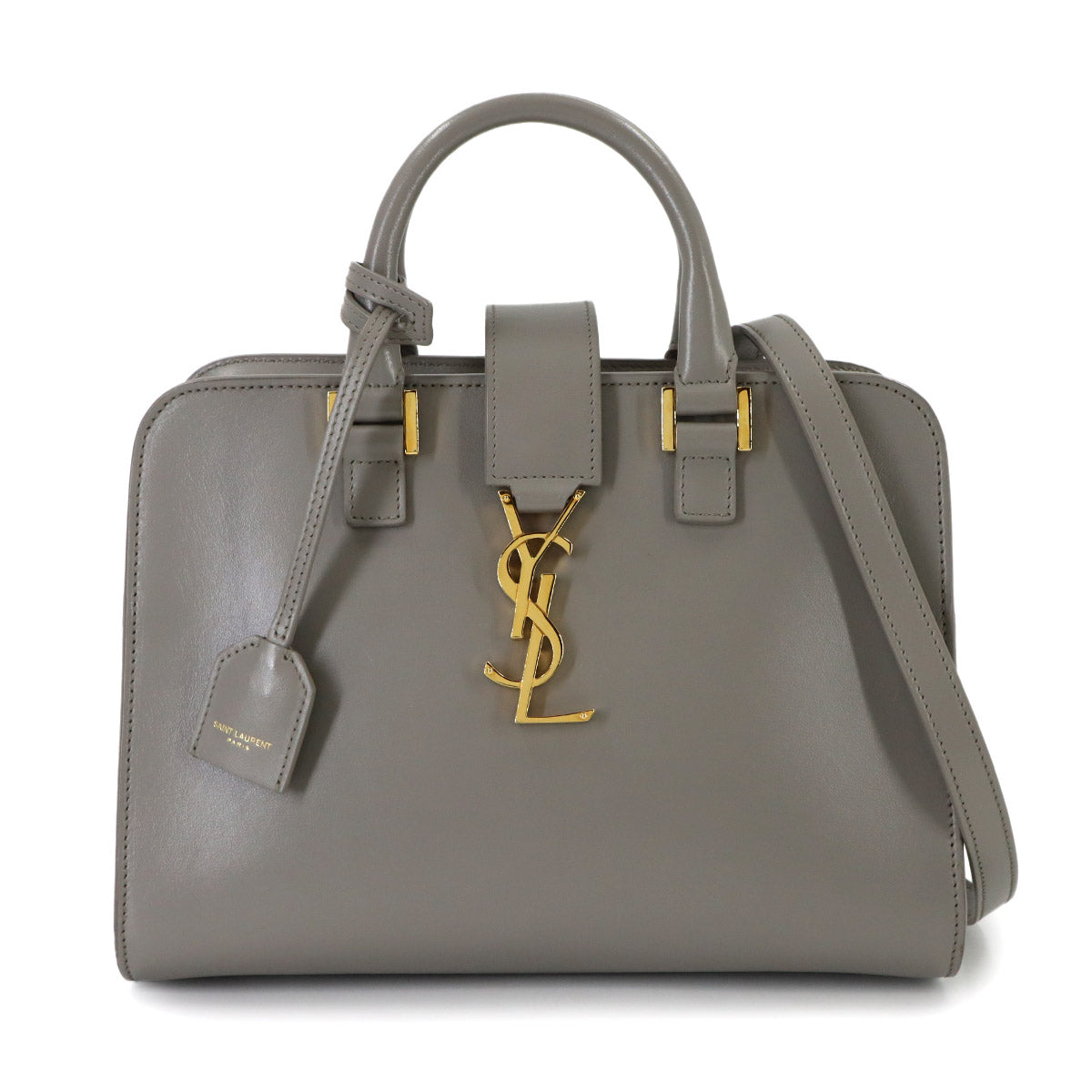 Baby Cabas Hand Shoulder Bag Leather Gray 568853