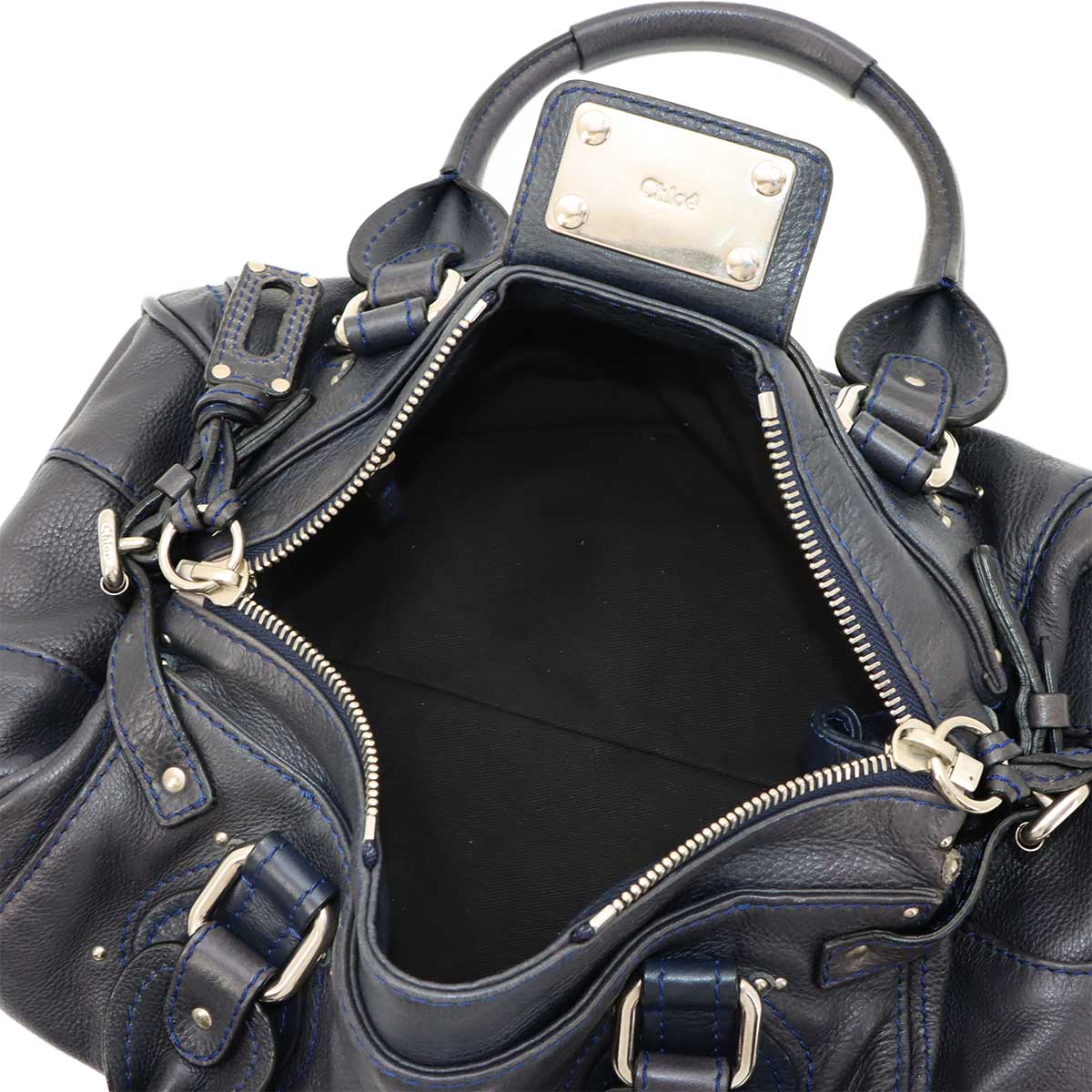 Paddington Hand Bag Leather Navy Purse