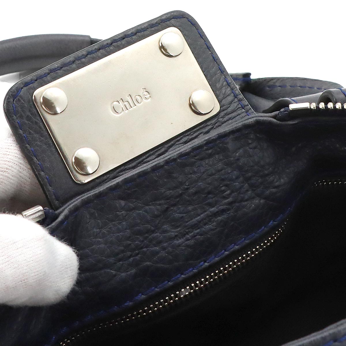 Paddington Hand Bag Leather Navy Purse