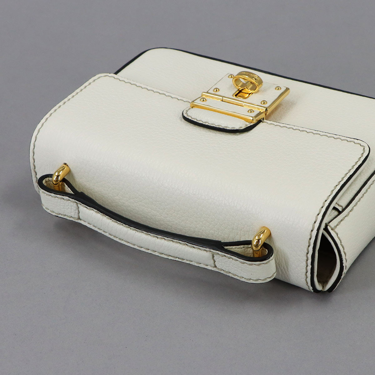 Rosalia Mini Top Handle Hand Shoulder Bag Leather White