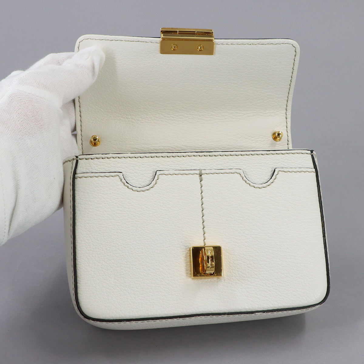 Rosalia Mini Top Handle Hand Shoulder Bag Leather White