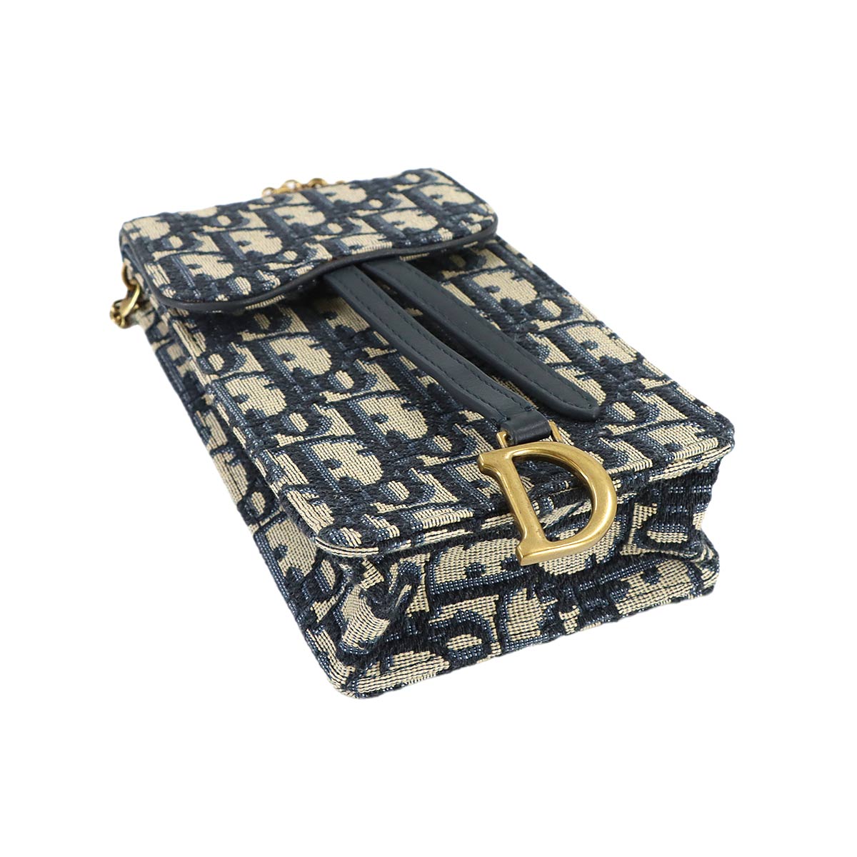 Oblique Vertical Saddle Chain Shoulder Bag Canvas