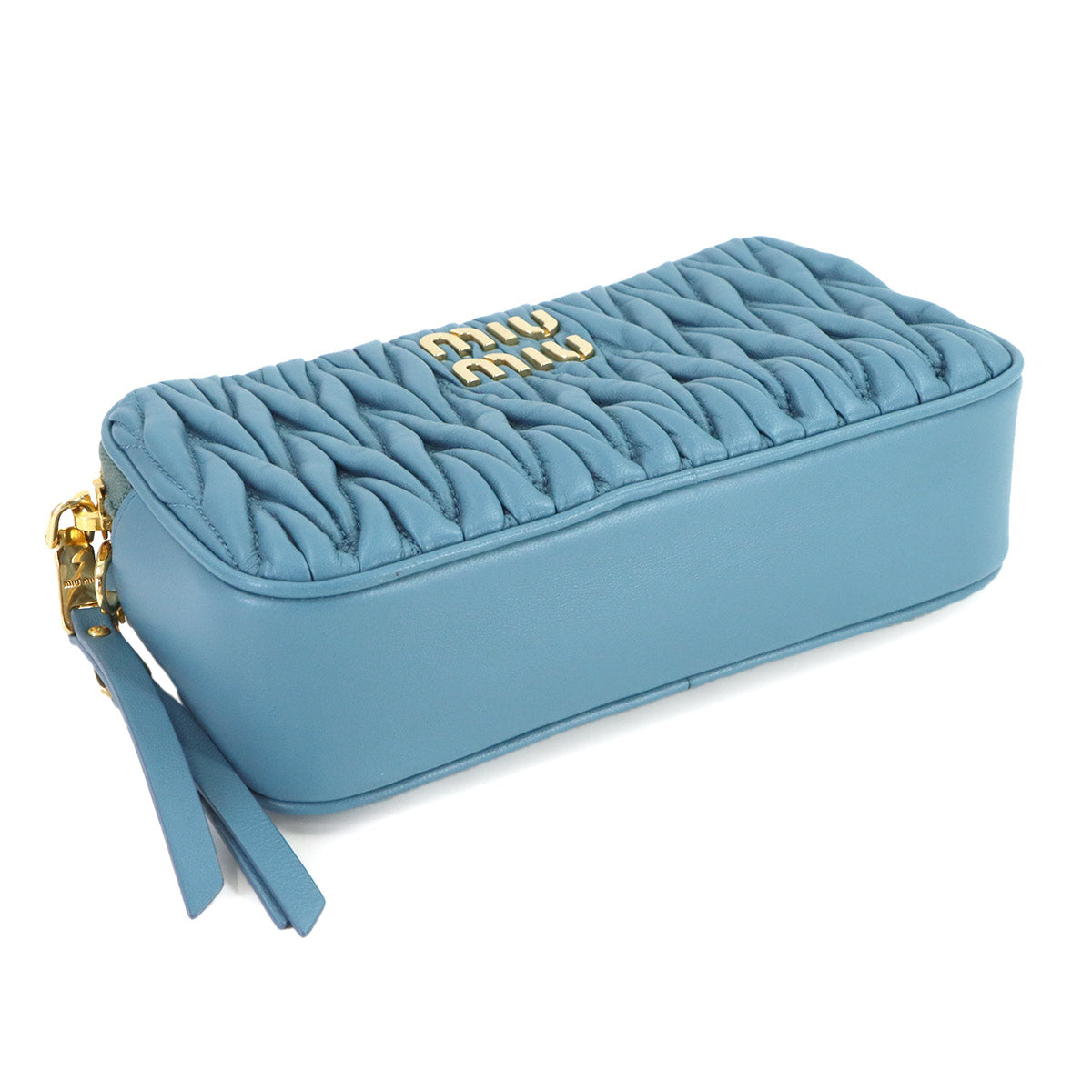 Matelasse Chain Shoulder Bag Leather Blue 5BP045 Purse