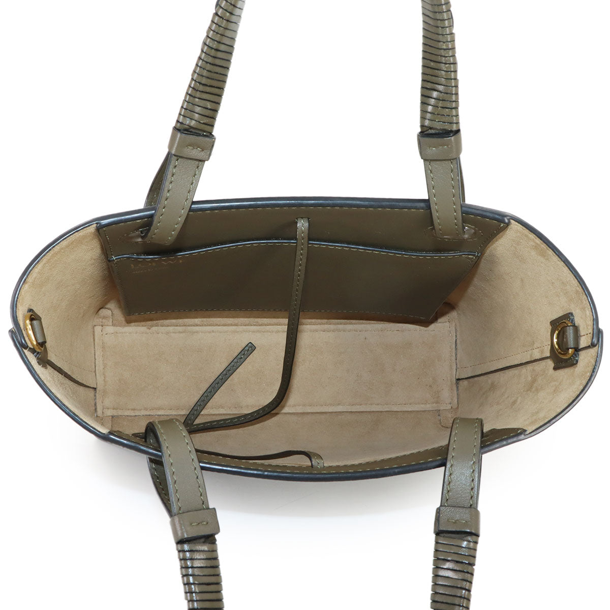 Anagram Mini Tote Shouder Bag Leather Khaki Purse