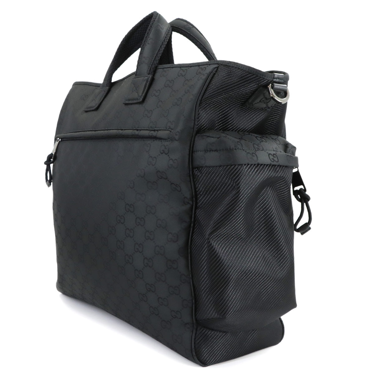 GG Nylon Tote Bag Leather Black 449178 Purse