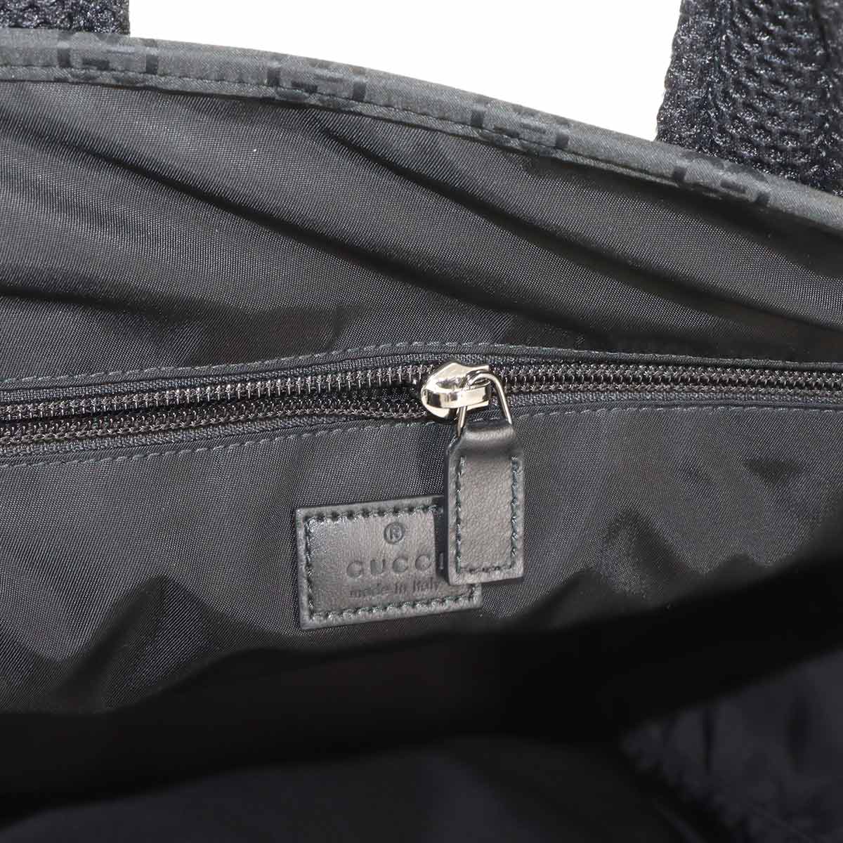 GG Nylon Tote Bag Leather Black 449178 Purse