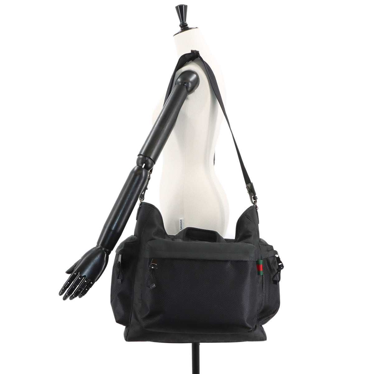 GG Nylon Tote Bag Leather Black 449178 Purse