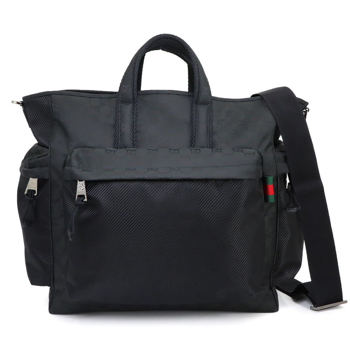 GG Nylon Tote Bag Leather Black 449178 Purse