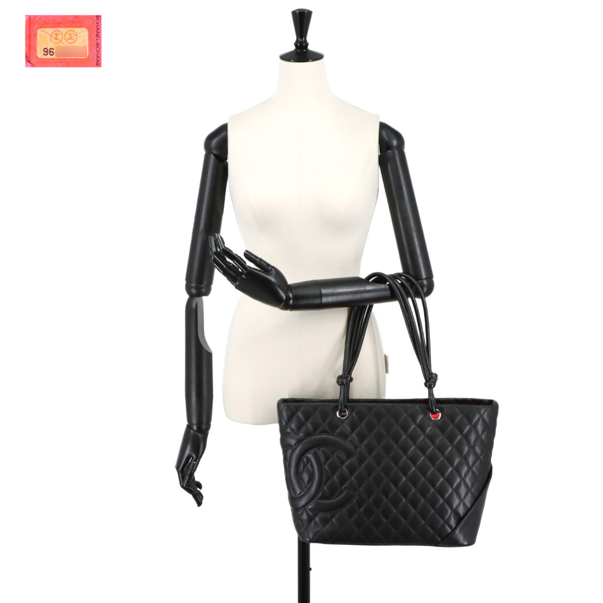 Cambon Line Large Tote Bag Leather Black A25169 Purse