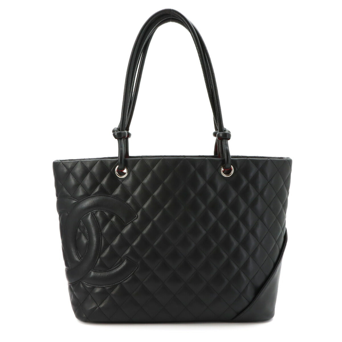 Cambon Line Large Tote Bag Leather Black A25169 Purse