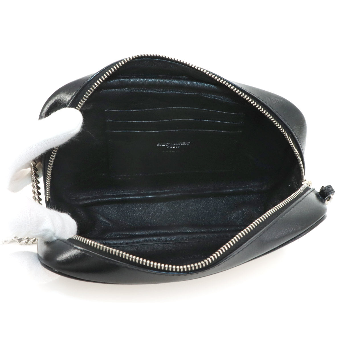 Lou Camera Chain Shoulder Bag Canvas Leather Beige 612563
