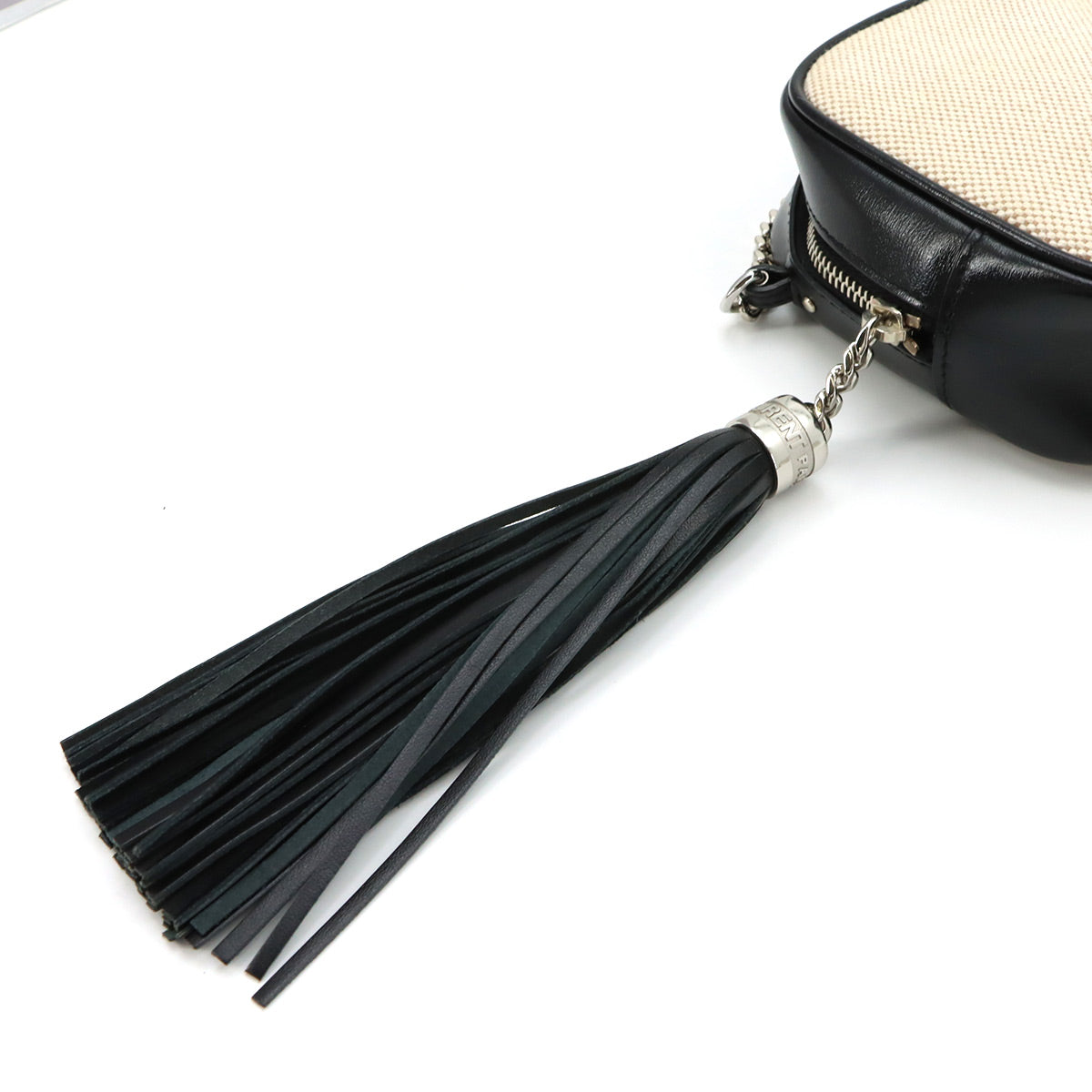 Lou Camera Chain Shoulder Bag Canvas Leather Beige 612563