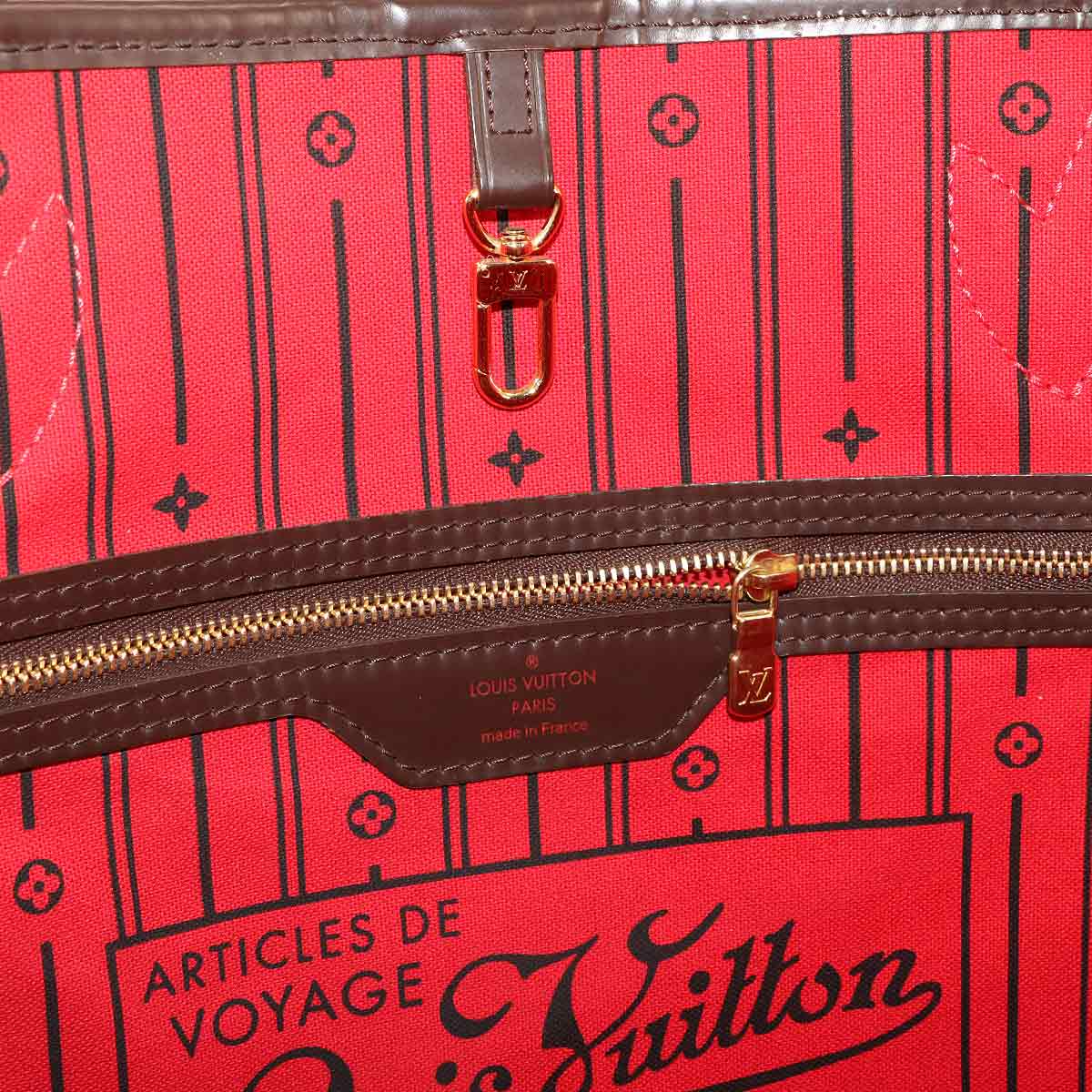 Damier Neverfull MM Tote Bag Ebene Cerise N51105 Purse