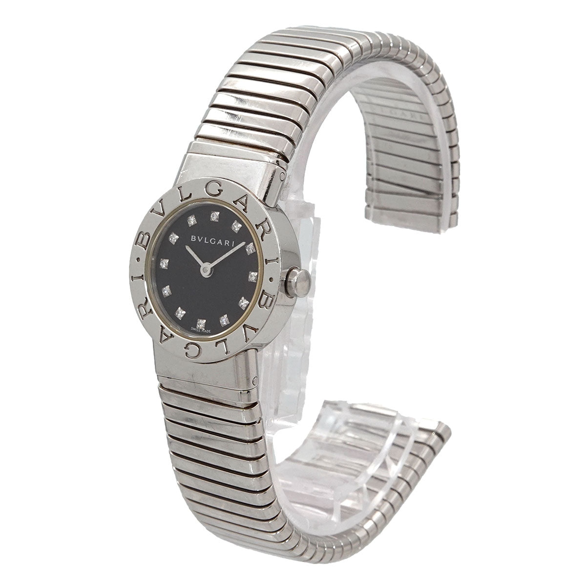 BVLGARIBVLGARI Tubogas BB232TS 12P Diamond Black Dial Ladies