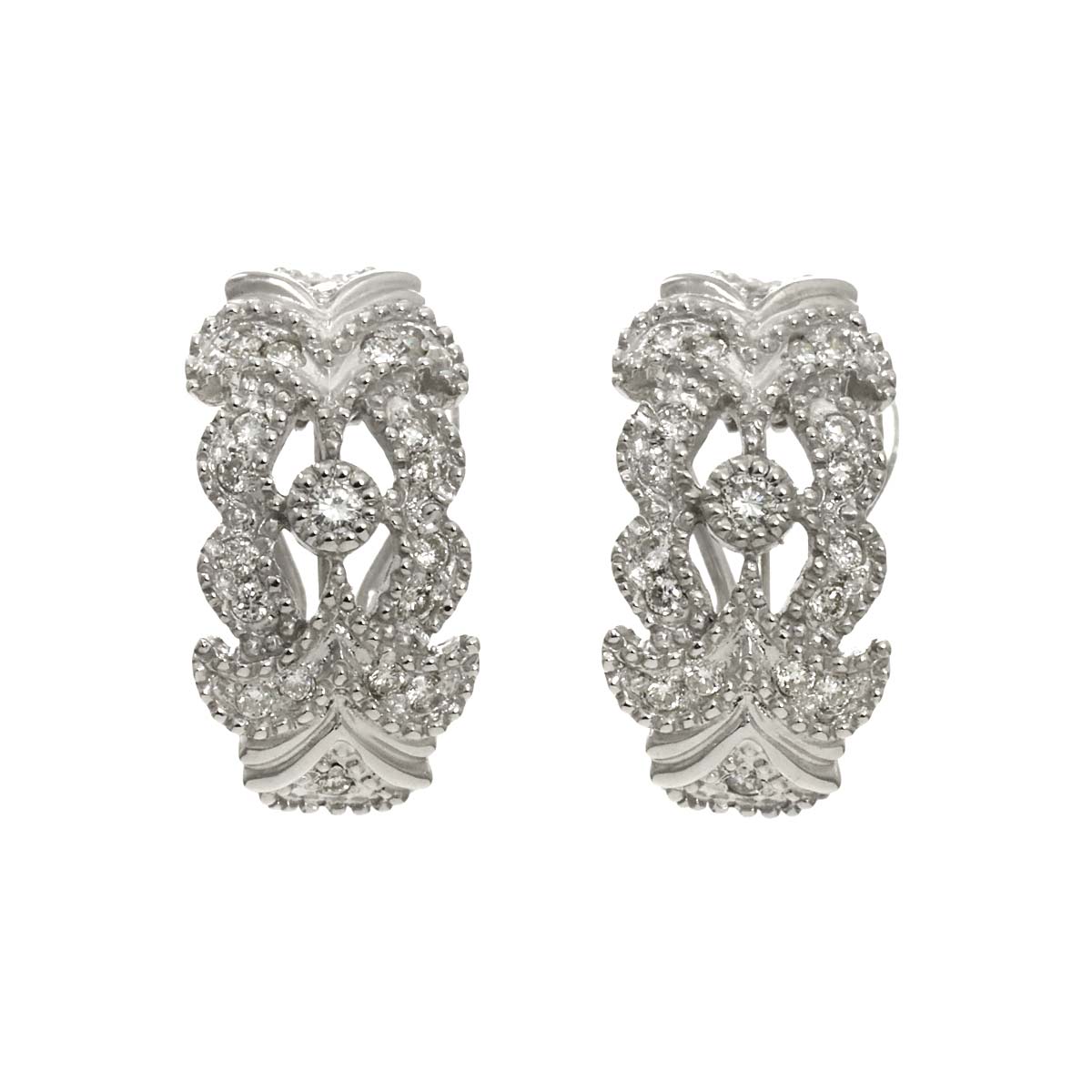 Diamond 0.21ct/0.21ct Earrings Pierced Clip-on 18K K18 WG 750