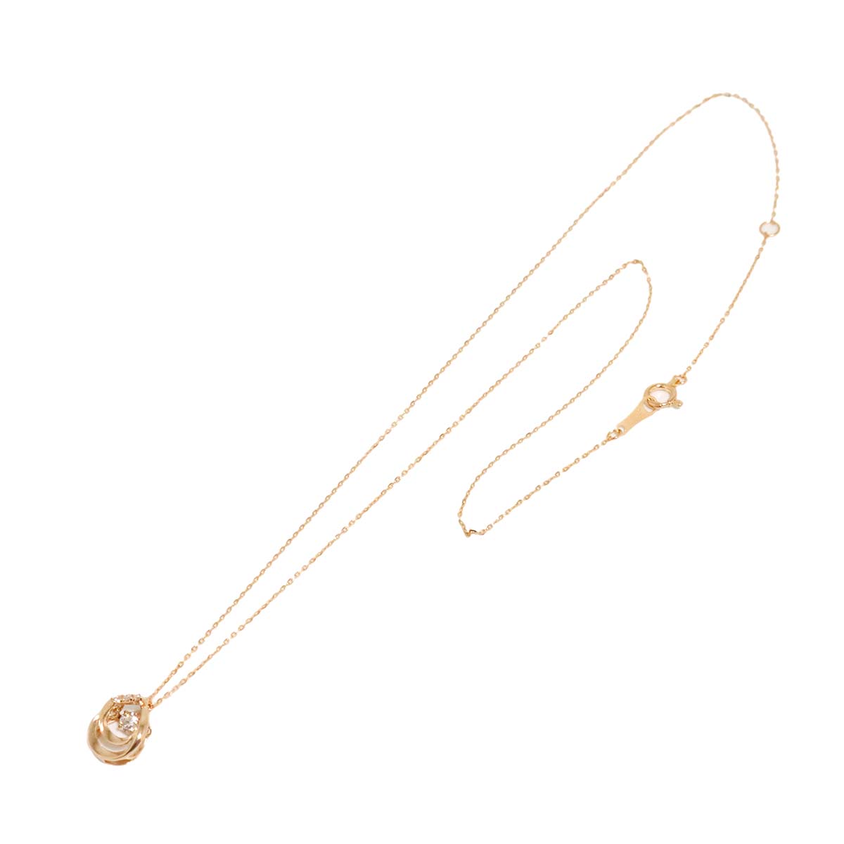 Diamond 0.10ct Necklace 18K K18 PG Pink Gold