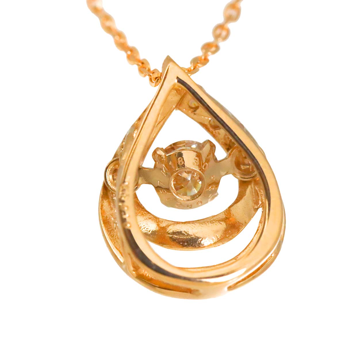 Diamond 0.10ct Necklace 18K K18 PG Pink Gold