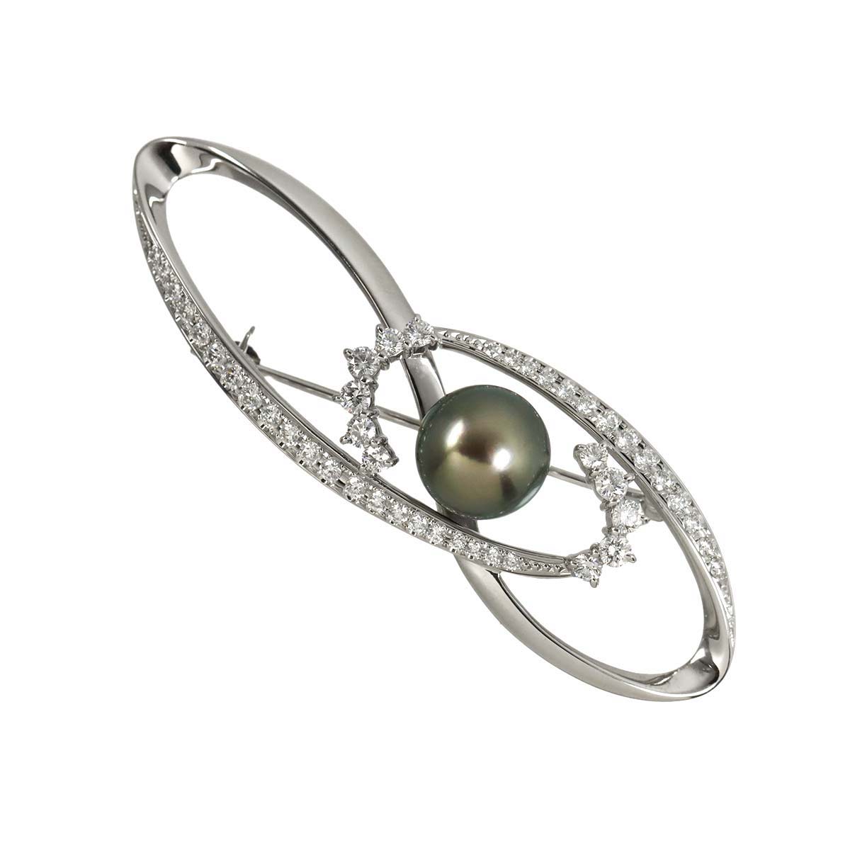 South Sea pearl 10.6mm Diamond 1.27ct Brooch 18K WG 750