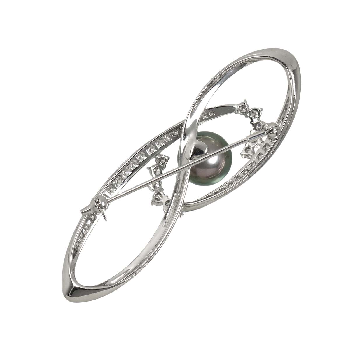 South Sea pearl 10.6mm Diamond 1.27ct Brooch 18K WG 750