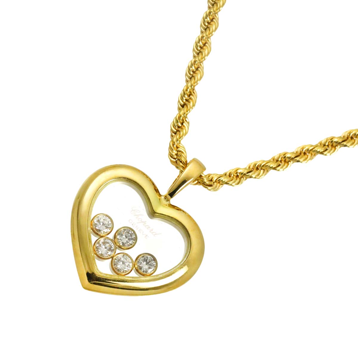 Happy Diamond Heart Necklace 18K Yellow Gold 750