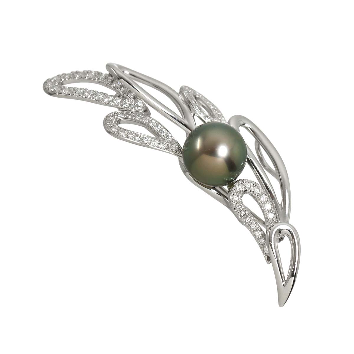 South Sea pearl 11.2mm Diamond 0.66ct Brooch 18K WG 750