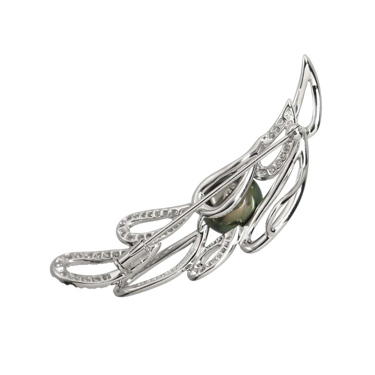 South Sea pearl 11.2mm Diamond 0.66ct Brooch 18K WG 750