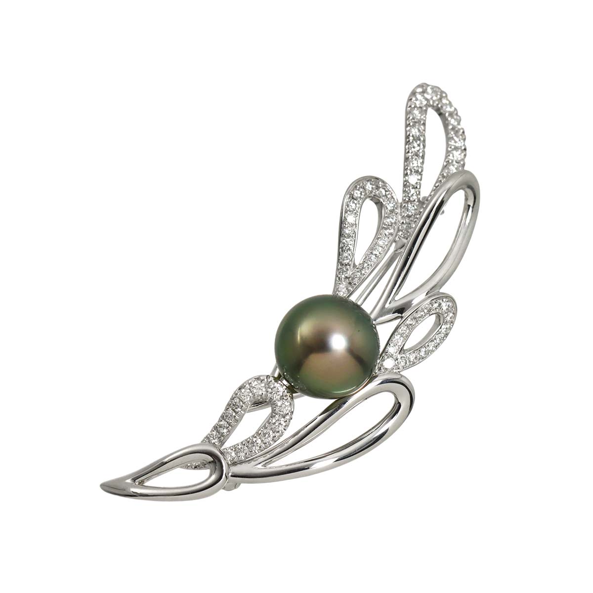 South Sea pearl 11.2mm Diamond 0.66ct Brooch 18K WG 750