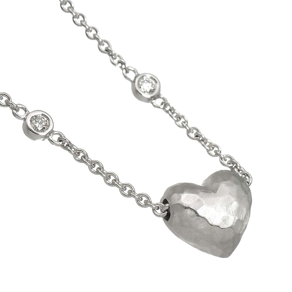 Heart Diamond Necklace 18K WG White Gold 750