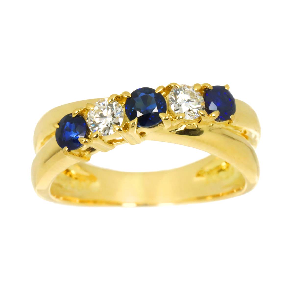 Sapphire 0.47ct Diamond 0.24ct Ring 18K YG 750 size5.25(US)