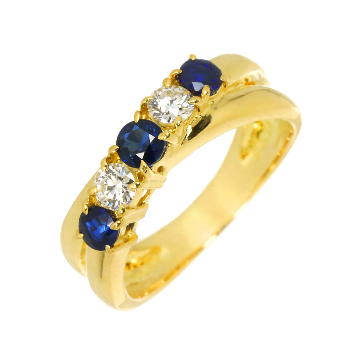 Sapphire 0.47ct Diamond 0.24ct Ring 18K YG 750 size5.25(US)