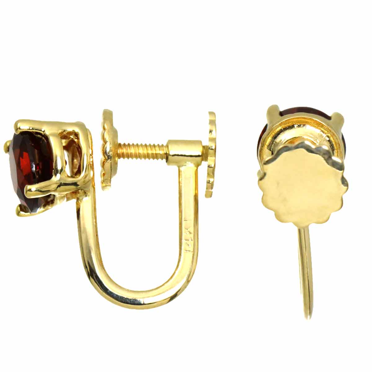Garnet Earrings 18K 14K Yellow Gold 750 585