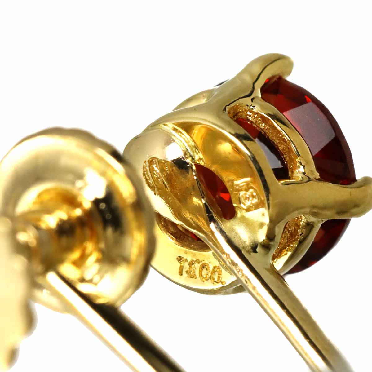 Garnet Earrings 18K 14K Yellow Gold 750 585