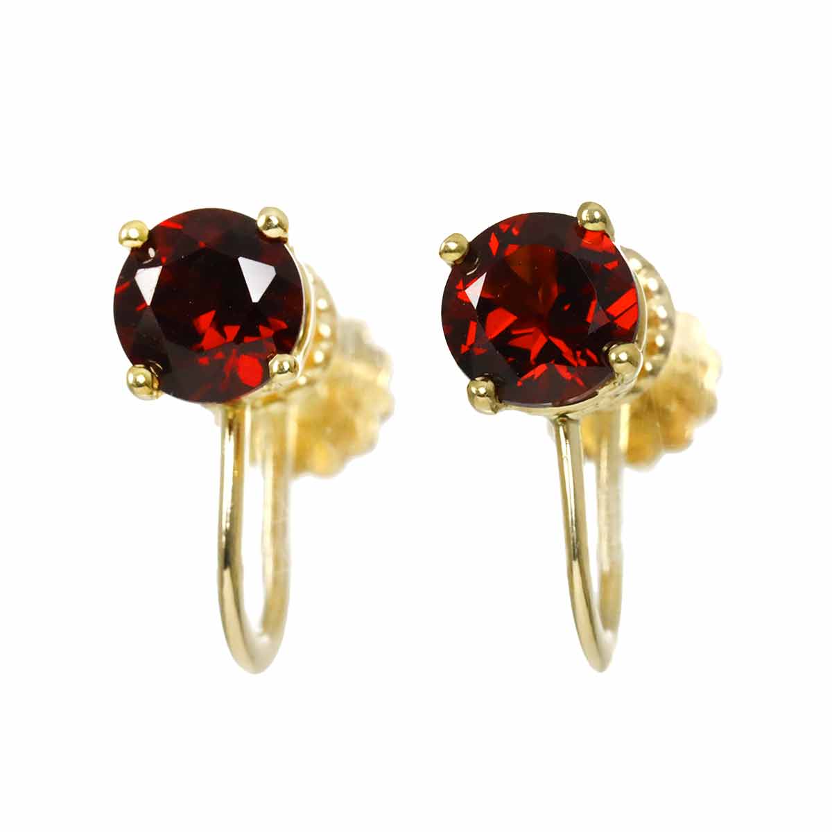 Garnet Earrings 18K 14K Yellow Gold 750 585