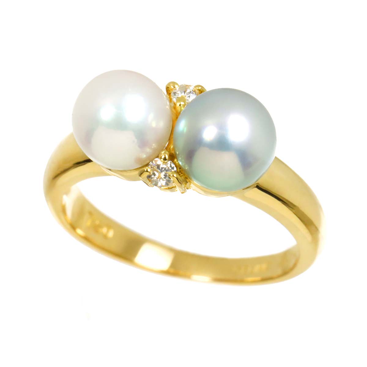 Akoya Pearl 6.0mm Diamond 0.04ct Ring 18K YG 750 size4(US)