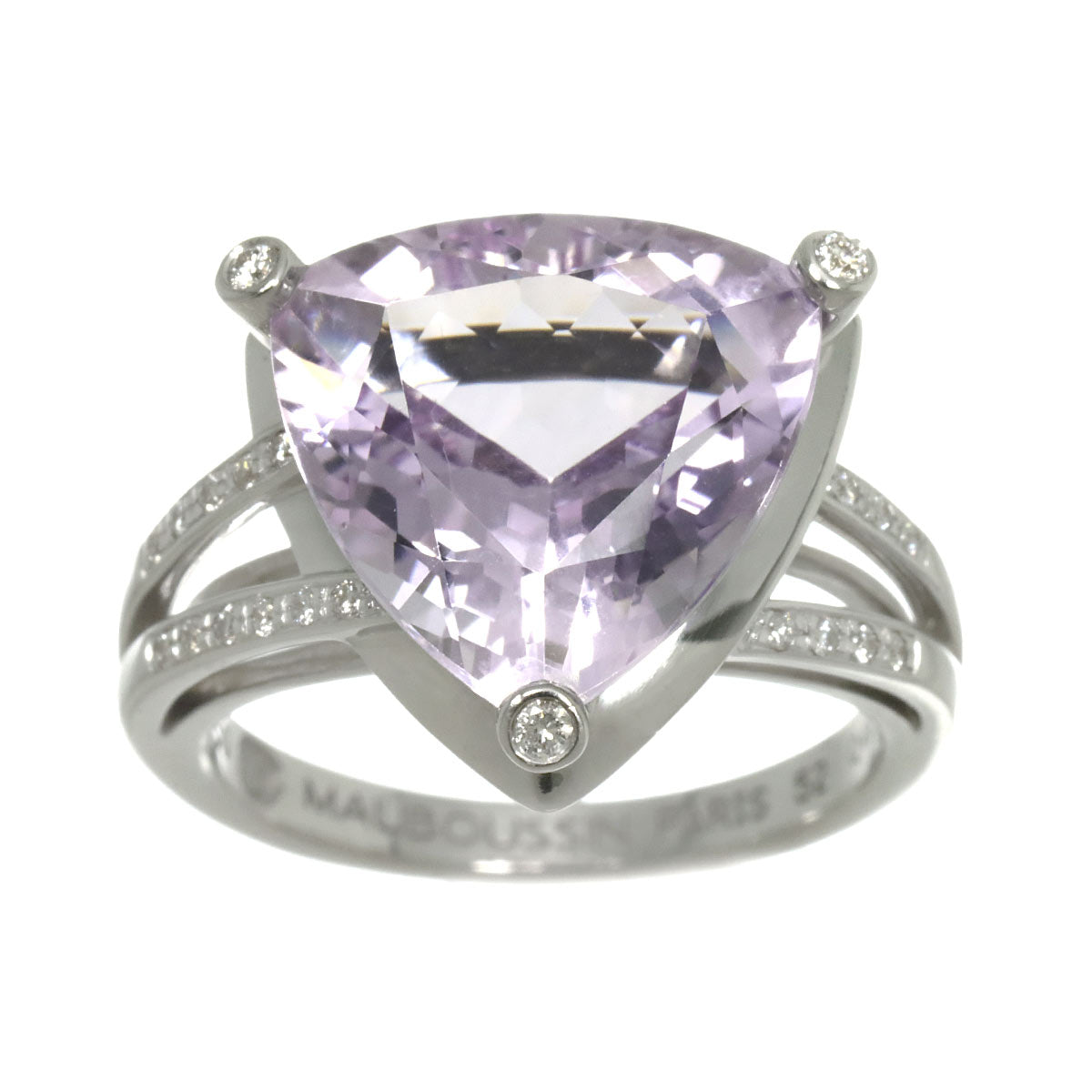 Amethyst Diamond Ring 18K WG 750 size52 6(US)