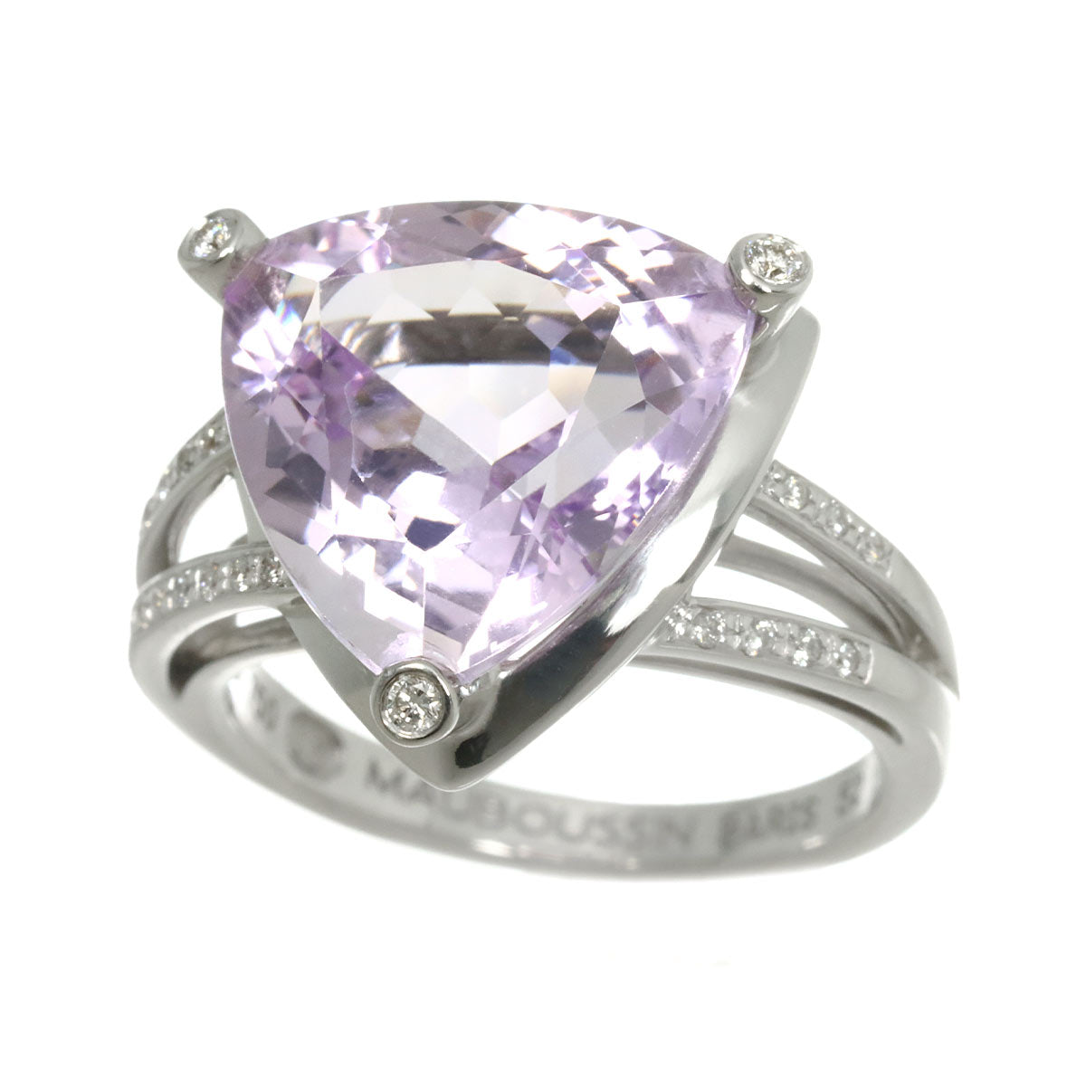 Amethyst Diamond Ring 18K WG 750 size52 6(US)