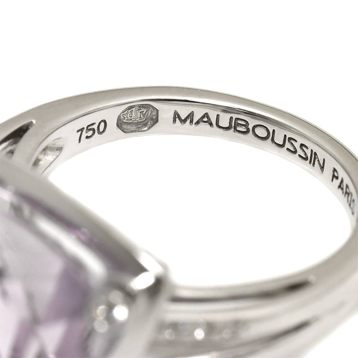 Amethyst Diamond Ring 18K WG 750 size52 6(US)
