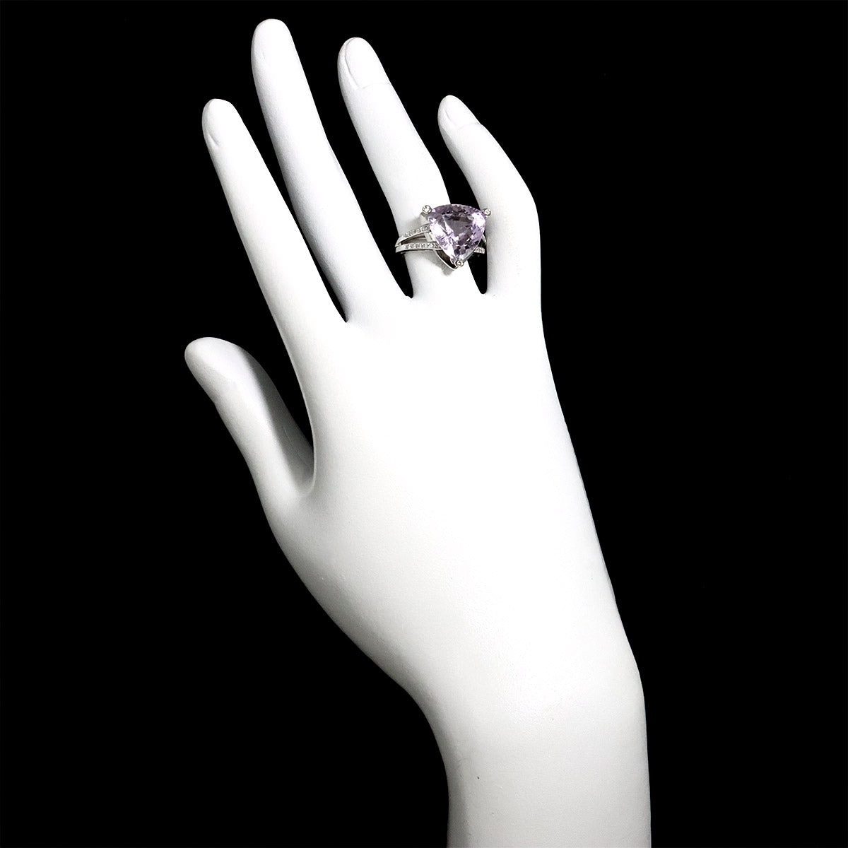 Amethyst Diamond Ring 18K WG 750 size52 6(US)