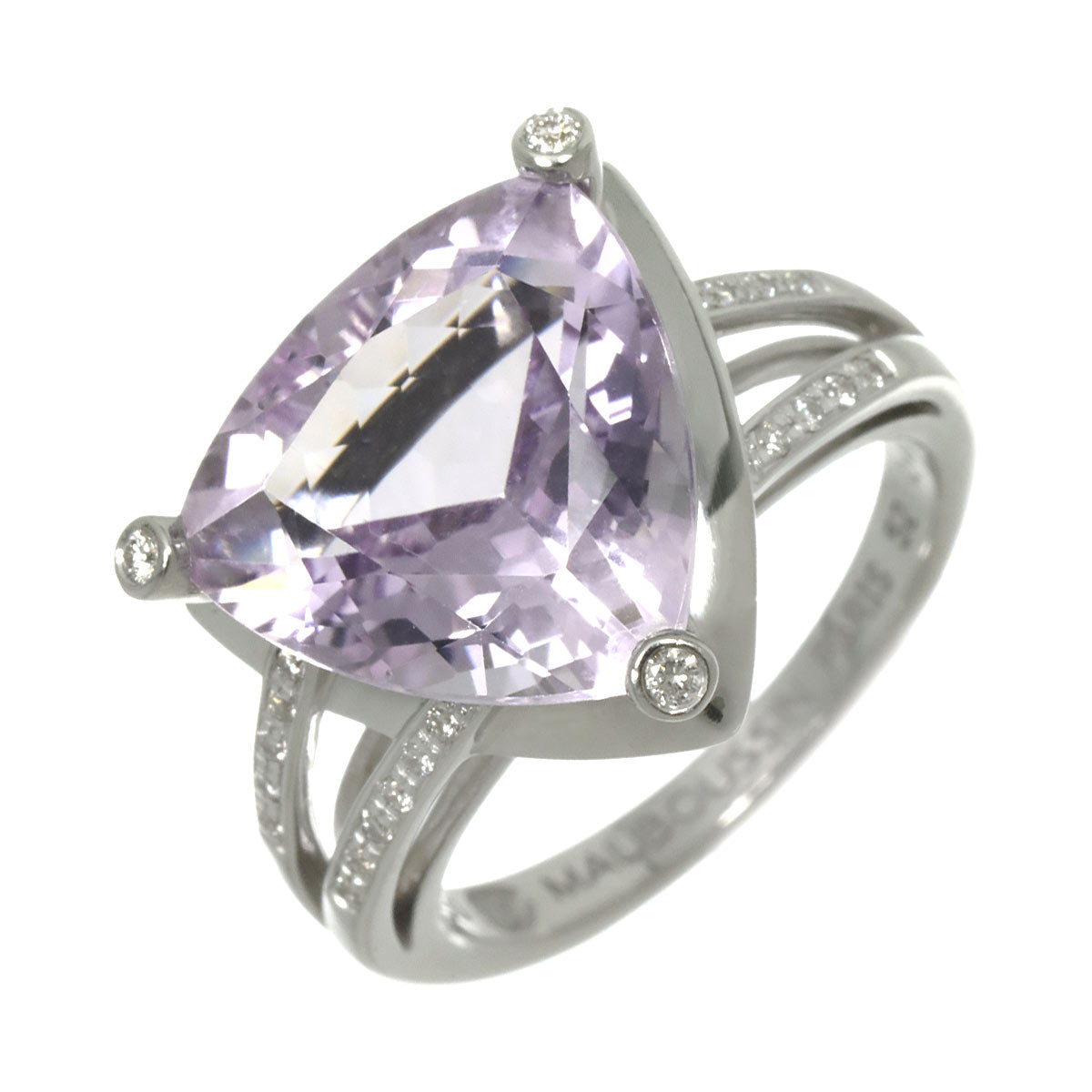 Amethyst Diamond Ring 18K WG 750 size52 6(US)